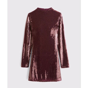 Abercrombie & Fitch Burgundy Sequin Long Sleeve Dress